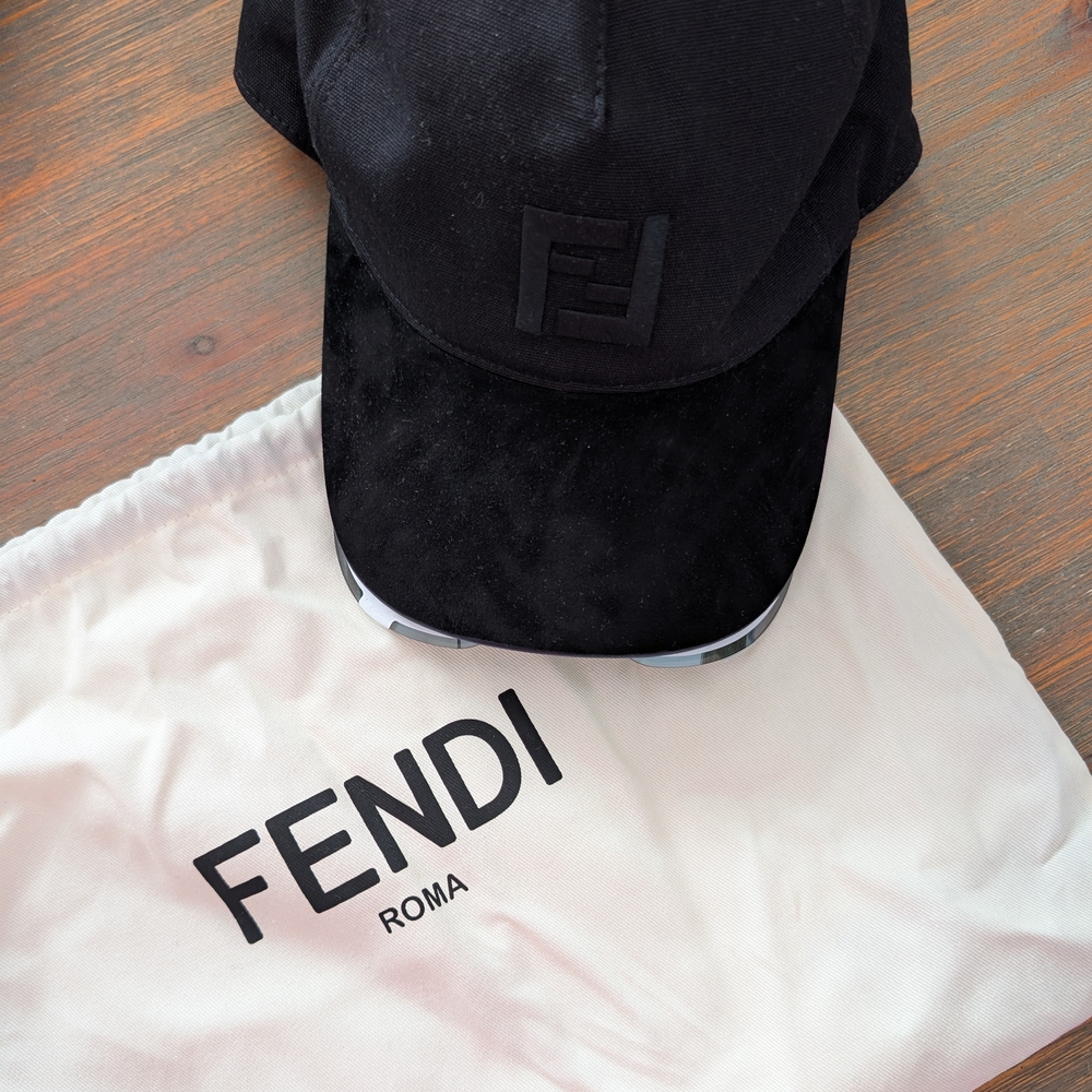 Fendi Black Baseball Cap With Viser